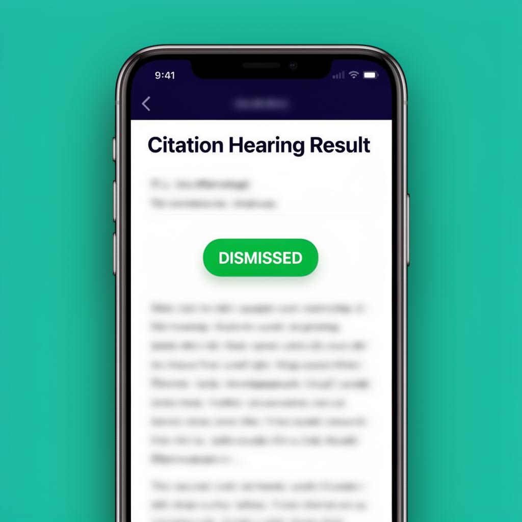 Phone screenshot of an email from City of San Diego Parking confirming a citation was dismissed